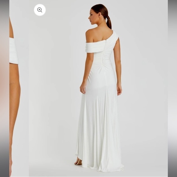 Mac Duggal 26517 Foldover Off-the-Shoulder Slit Gown - Picture 3 of 12